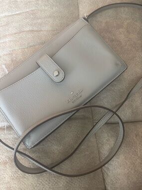 kate spade Light Gray Leather Crossbody Wallet